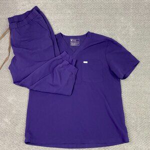 Figs Scrub Set Men's XXL Leon Top and 3XL/S Tansen Jogger Pants Purple